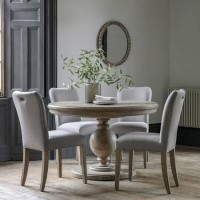 Round to Oval Extendable Pedestal Dining Table Set with 4 Dining Chairs - Vancouver - Caspian House