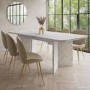 White Marble Effect Extendable Dining Table Set with 6 Mink Velvet Chairs - Seats 6 - Geneva