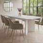 White Marble Effect Extendable Dining Table Set with 6 Mink Velvet Chairs - Seats 6 - Geneva