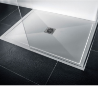 Low Profile 1000x800mm White Stone Resin Rectangular Shower Tray with Waste - Harmony