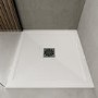 Low Profile 800mm White Stone Resin Square Shower Tray with Waste - Harmony