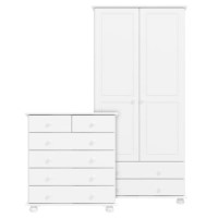 White Wardrobe and Chest of Drawers Set - Hamilton