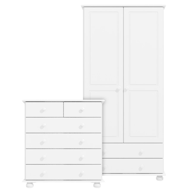 White Wardrobe and Chest of Drawers Set - Hamilton