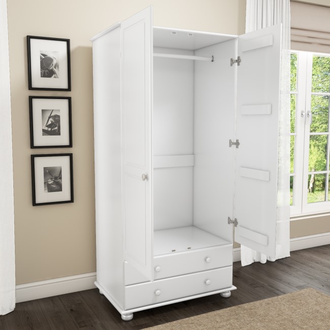 White Wardrobe and Chest of Drawers Set - Hamilton