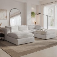 Beige Boucle U-Shaped Sofa - Hudson