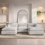 Beige Boucle U-Shaped Sofa - Hudson