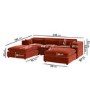 Burnt Orange Velvet U-Shaped Sofa - Hudson