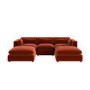 Burnt Orange Velvet U-Shaped Sofa - Hudson