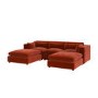 Burnt Orange Velvet U-Shaped Sofa - Hudson