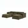 Khaki Green Velvet U-Shaped Sofa - Hudson