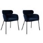 Set of 2 Navy Velvet Dining Chairs - Isla