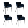 Set of 4 Navy Velvet Curved Dining Chairs - Isla