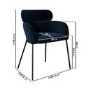 Navy Velvet Curved Dining Chair - Isla