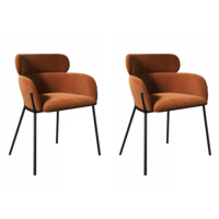 Set of 2 Orange Velvet Dining Chairs - Isla