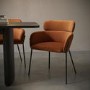 Orange Velvet Curved Dining Chair - Isla