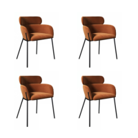 Set of 4 Rust Velvet Curved Dining Chairs - Isla