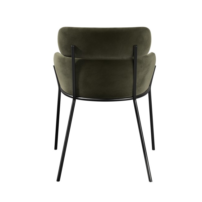 Set of 2 Green Velvet Curved Dining chairs - Isla