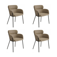 Set of 4 Beige Faux Leather Curved Dining Chairs - Isla