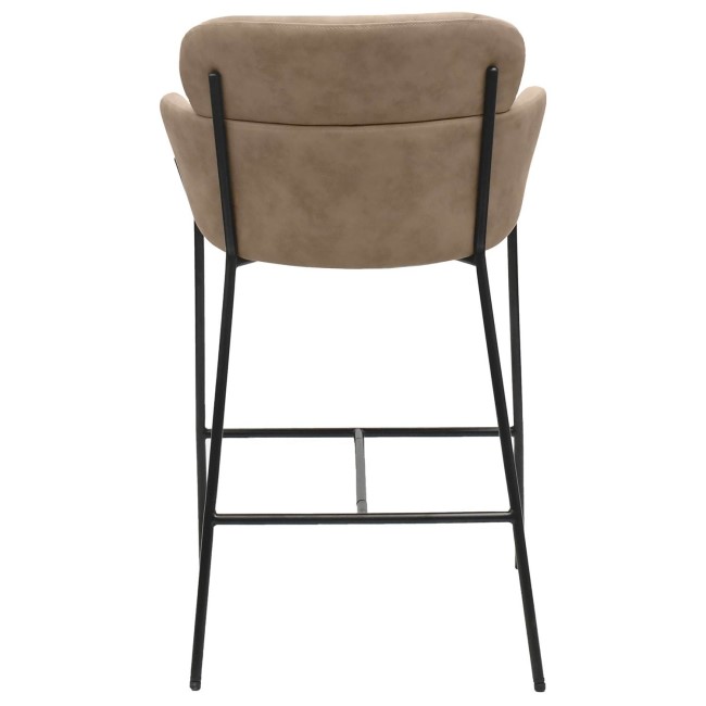 Beige Faux Leather Curved Kitchen Stool with Back - Isla