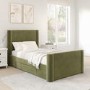 Green Velvet Single Bed Frame with Storage Drawer - Isadora