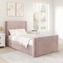 Pink Velvet Single Bed Frame with Storage Drawer - Isadora