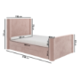 Pink Velvet Single Bed Frame with Storage Drawer - Isadora