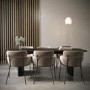 Black Oak Extendable Dining Table Set with 6 Beige Velvet Chairs - Seats 6 - Jarel