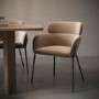 Black Oak Extendable Dining Table Set with 6 Beige Velvet Chairs - Seats 6 - Jarel