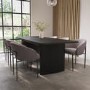 Black Oak Extendable Dining Table Set with 6 Taupe Boucle Chairs - Jarel