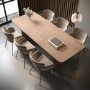 Oak Extendable Dining Table Set with 6 Beige Velvet Chairs - Seats 6 - Jarel