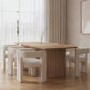 Extendable Dining Table Set with 6 Cream Boucle Curved Chairs- Seats 6 - Jarel