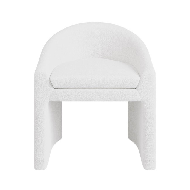 Set of 4 Upholstered White Boucle Curved Tub Dining Chairs - Kelsey