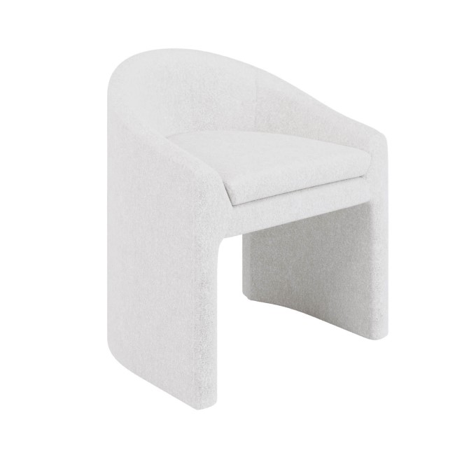 Set of 4 Upholstered White Boucle Curved Tub Dining Chairs - Kelsey