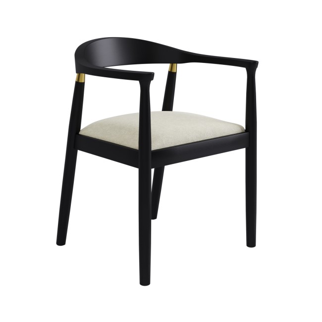 Brass Detail Black Carver Dining Chair - Anders