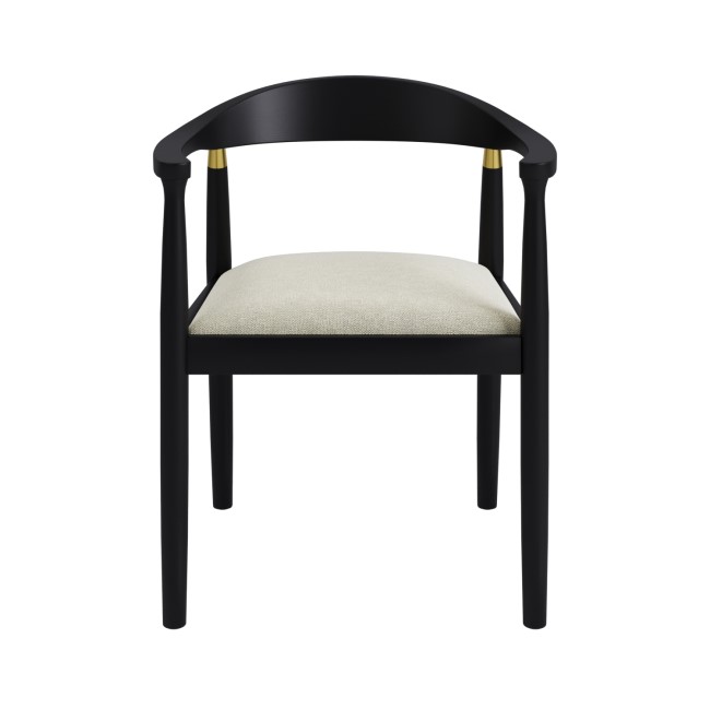 Brass Detail Black Carver Dining Chair - Anders