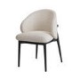 Set of 4 Cream and Black Upholstered Curved Dining Chairs with Wooden Exposed Back - Kori