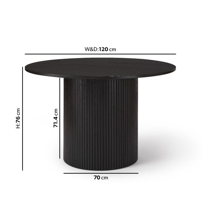 Round Black Oak Pedestal Dining Table - 120cm - Seats 4 - Jarel