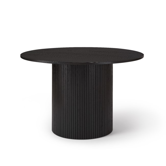 Round Black Oak Pedestal Dining Table - 120cm - Seats 4 - Jarel