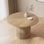 Round Light Oak Dining Table Set with 4 Upholstered Mink Velvet Curved- Seats 4 - Jarel