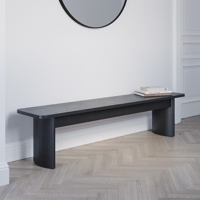 Large Black Oak Hallway Bench with Fluted Legs  -  180cm  -  Seats 3  -  Jarel