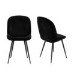 Set of 2 Black Velvet Dining Chairs with Black Legs - Jenna