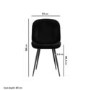 Set of 2 Black Velvet Dining Chairs with Black Legs - Jenna