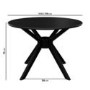 Round Black Dining Table Set with 4 Grey Upholstered Chairs - Seats 4 - Karie