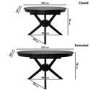 Round Black Extendable Dining Table Set with 6 Beige Upholstered Chairs - Seats 6 - Karie