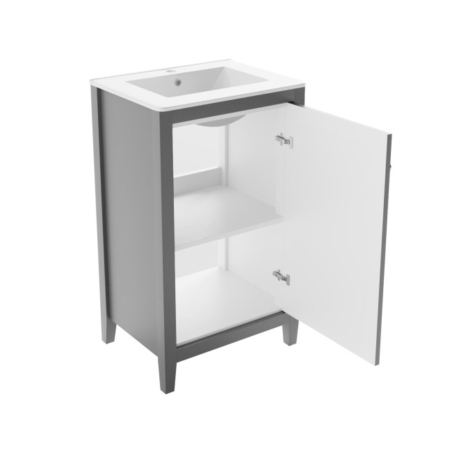 500mm Grey Freestanding Vanity Unit with Basin - Kinsley 