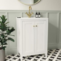 600mm White Freestanding Vanity Unit with Basin - Kinsley 