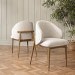 Beige Upholstered Curved Dining Chair With Solid Rustic Oak Exposed Back - Kori