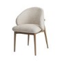 Beige Upholstered Curved Dining Chair With Solid Rustic Oak Exposed Back - Kori