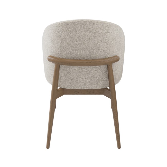 Beige Upholstered Curved Dining Chair With Solid Rustic Oak Exposed Back - Kori