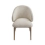 Beige Upholstered Curved Dining Chair With Solid Rustic Oak Exposed Back - Kori